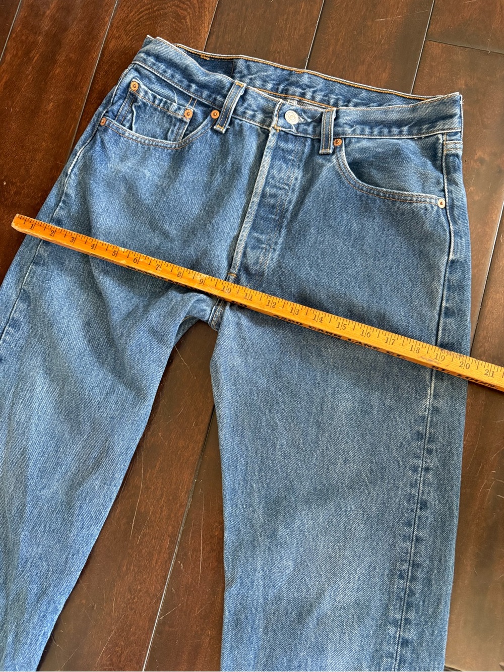 Vintage 90’s Levi's 501 Button-Fly Med/Dark Wash Blue Jeans - Made in USA - Picture 10 of 10